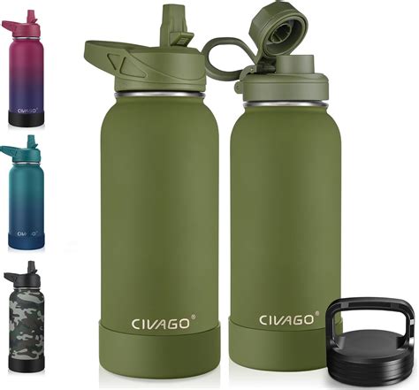 Amazon Civago Oz Insulated Water Bottle With Straw Stainless