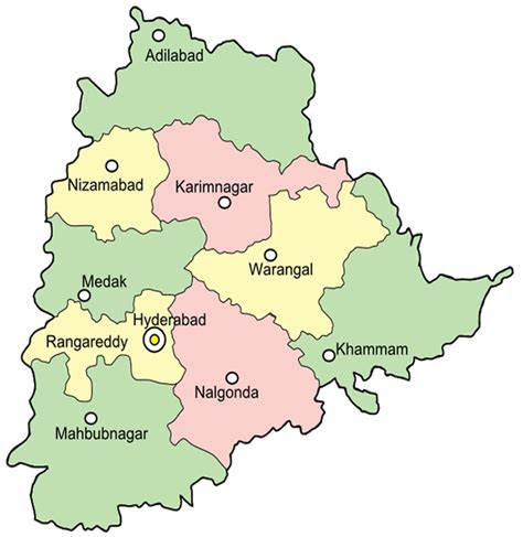 Daily "99News" INDIA: Telangana Old 10 District Map