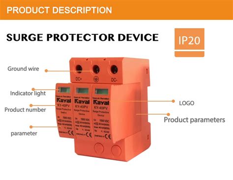 1500V DC SPD Protection 3 Phase 3 8KV Surge Arrester Lightning