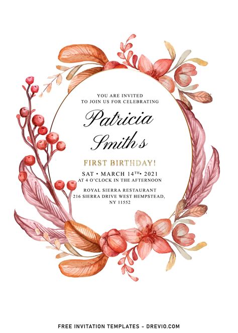 Aesthetic Greenery Boho Themed Birthday Invitation Templates