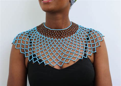 Aya African Beaded Cape Necklace Naruki