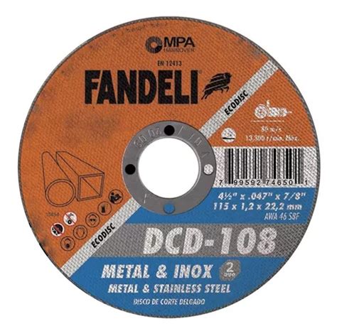 50 Pzs Disco Corte Metal And Inox 4 12 Dcd 108 Fandeli