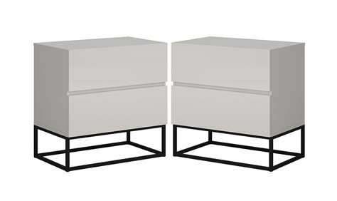 Conjunto Mesa De Cabeceira Estilo Industrial Gavetas Eros Base