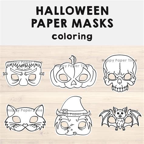 Halloween Paper Masks Printable Coloring Craft Activity Costume