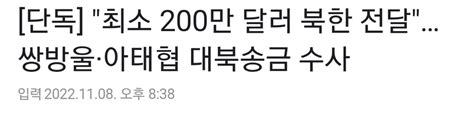 [단독] 최소 200만 달러 북한 전달…쌍방울·아태협 대북송금 수사 정치유머 게시판