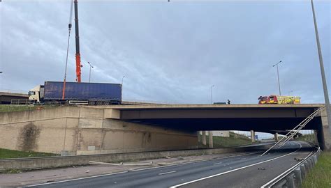 Crash Leaves Lorry Hanging Off Bridge On M Coventrylive