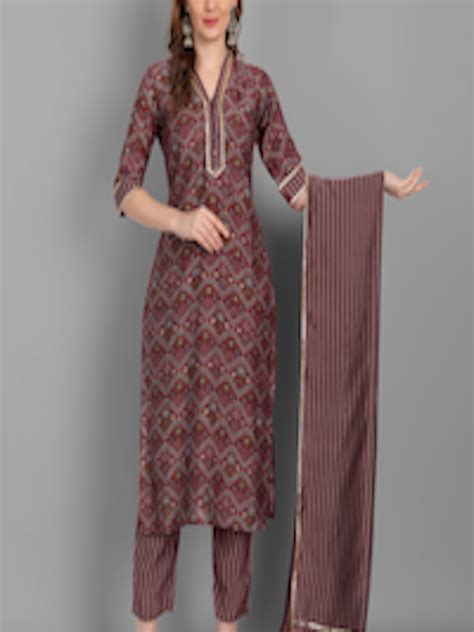 Buy V Tradition Women Red Ethnic Motifs Printed Gotta Patti Kurta With