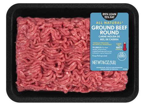 All Natural 85 Lean15 Fat Ground Beef Round Tray 1 Lb