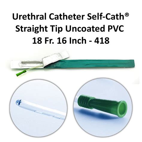 Urethral Catheter Self Cath Straight Tip Uncoated PVC 18 Fr 16 Inch