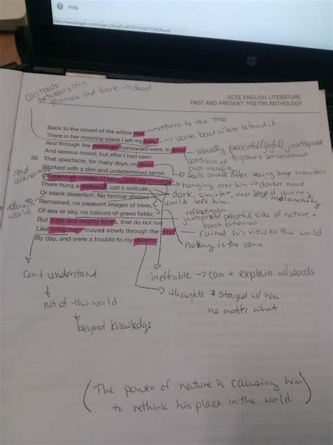 Miss Harasen S English Classes Analysis Of Extract From The Prelude