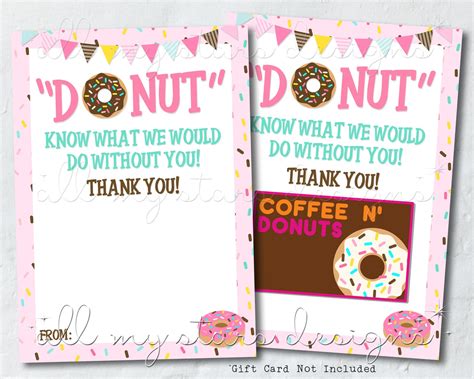 PRINTABLE DONUT Know What We Would Do Without You Gift Card Etsy