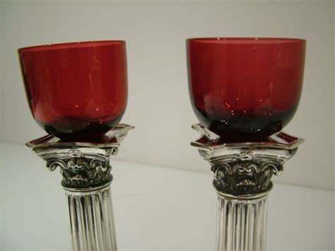 Rare Antique Victorian Glass Oil Peg Lamp Ruby Cranberry Candlestick