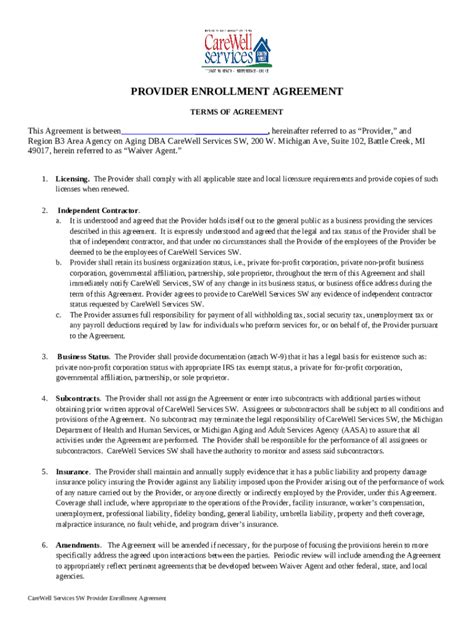 Medicaid Provider Enrollment Agreement Doc Template Pdffiller