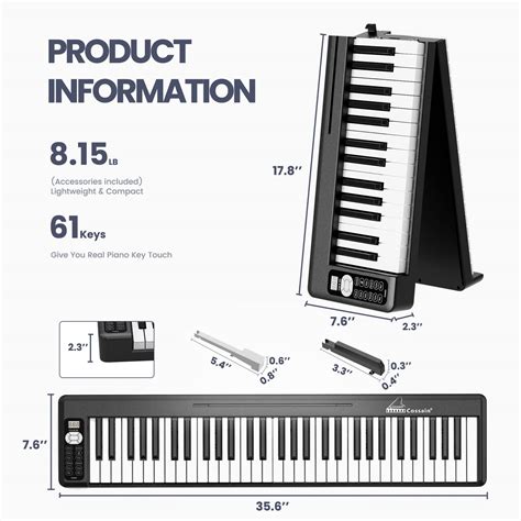 Cossain Folding Piano Key Keyboard With Upgrade Full Size