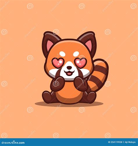 Red Panda Sitting Shocked Cute Creative Kawaii Cartoon Mascot Logo