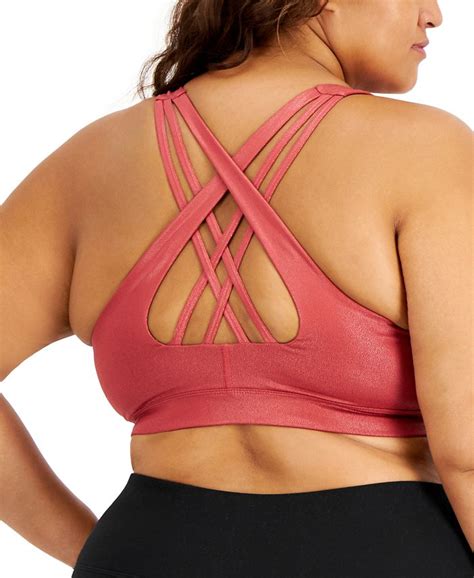 Id Ideology Plus Size Metallic Strappy Low Impact Sports Bra Created For Macys Macys