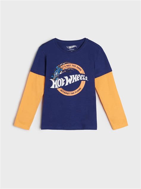 Tričko s dlhými rukávmi Hot Wheels Farba oceľovo modrá SINSAY R X