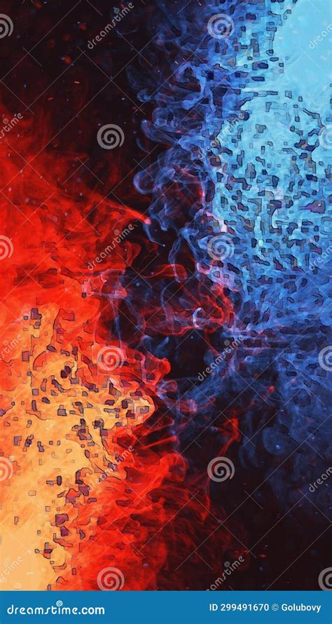 Ice Fire Flame Smoke Grain Texture Red Blue Cloud Stock Photo Image