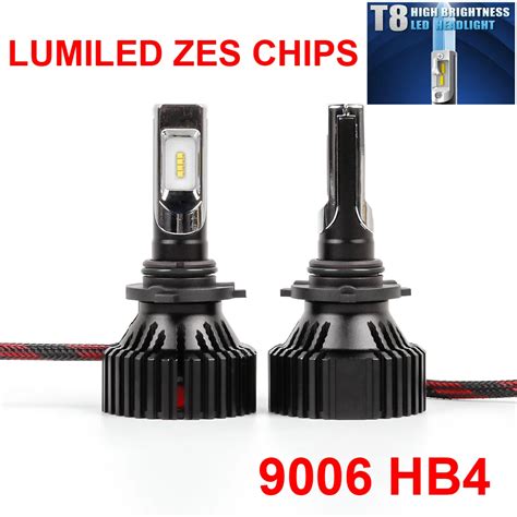 1 Set 9006 HB4 60W 8000LM T8 LED Headlight Kit LUMILED G2 ZES Chips