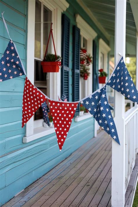 Celebrate In Style Patriotic Bunting Hanging On A House Independence