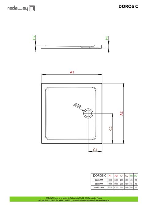 Radaway Doros C Brodzik Kwadratowy 90x90x4 5cm Id Sdrc9090 01 Wodtech