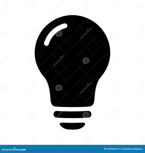 Black Light Bulb Icon In Flat Style Lighting Lamp Stock Vector