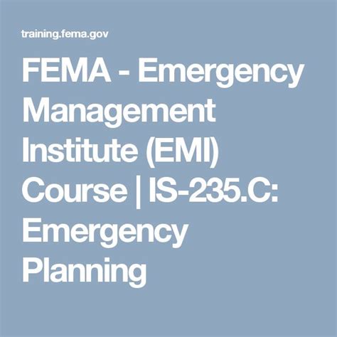 Fema Emergency Management Institute Emi Course Is C