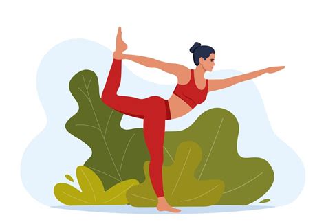 Female Character Doing Yoga Exercises On Fresh Air Outdoor Yoga Wellness Healthcare And