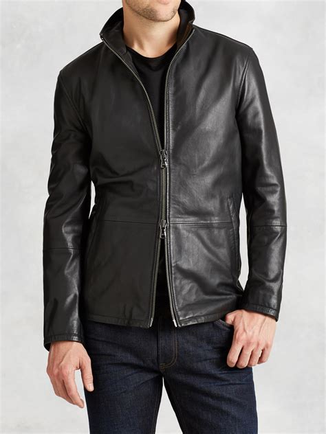 John Varvatos Fitted Leather Jacket In Black For Men Lyst