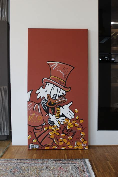 Dagobert Duck In Cash Love Modernart Dagobertduck Acryl Leinwand