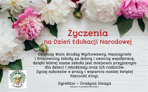 Yczenia Z Okazji Dnia Edukacji Narodowej Szko A Podstawowa W Popowicach