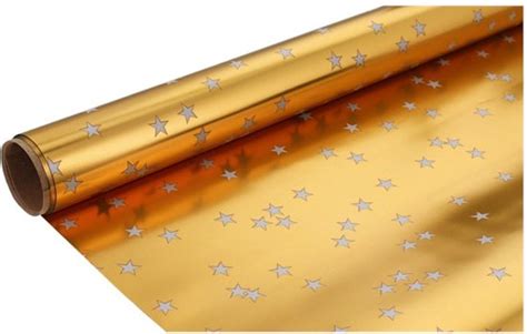 Rollen Van Bij Cm Kerst Inpak Papier Goud Gold Star