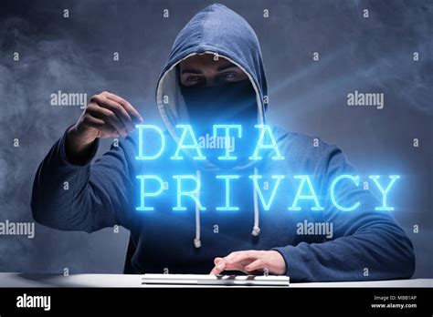 Data Privacy Concept With Hacker Stealing Personal Information Stock