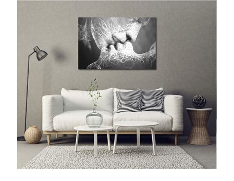 Black White Love Kiss Abstract Art On Canvas Painting Wall Art