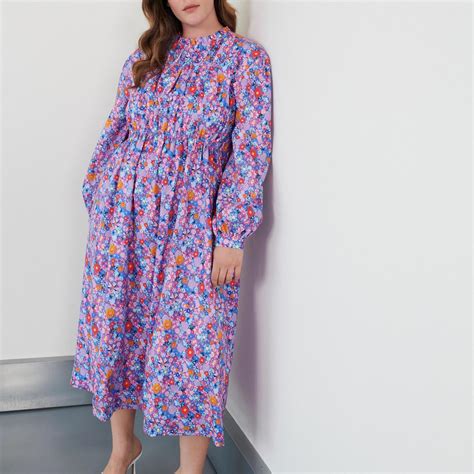 Olivia Rubin Tammy Floral Print Cotton Midi Dress In Purple Lyst