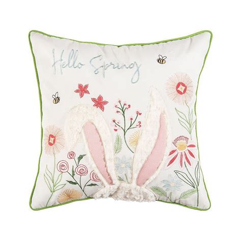 Candf Home Hellow Spring Floral Easter Throw Pillow Embroidered Throw Pillows Easter Pillows