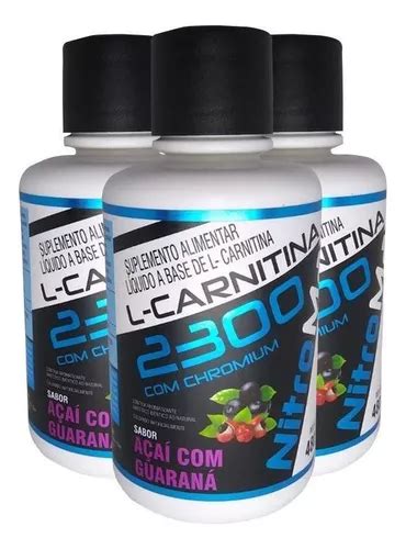 3x L carnitina 2300 Chromium 480ml Açai Guarana Frete grátis