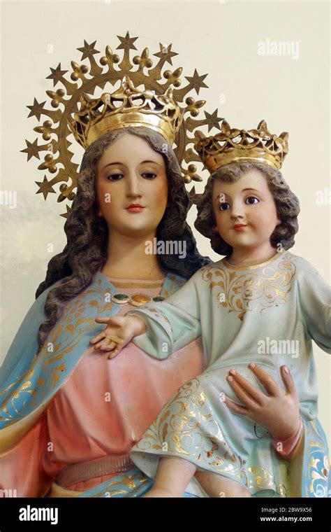 Mary Help of Christians, statue in Parish Church of the Sacred Heart of ...