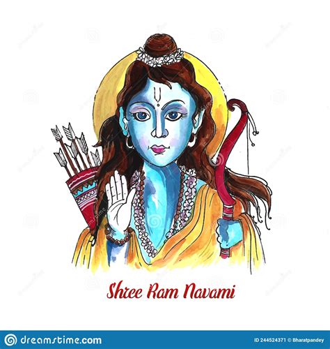 Shri Ram Navami Festival Bow And Arrows Watercolour Card Design Stock