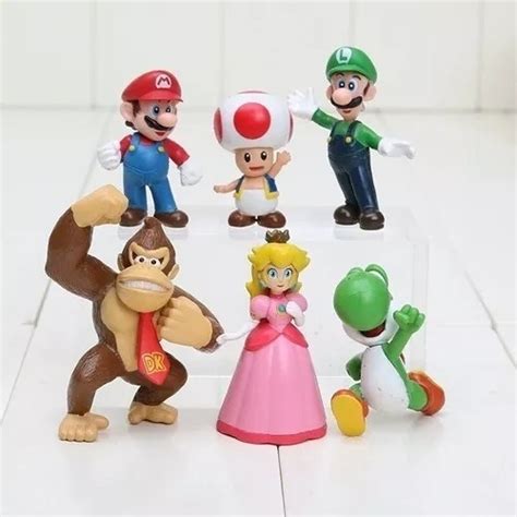 Kit 6 Bonecos Super Mario Bros Action Figure Luigi Yoshi Shopee Brasil