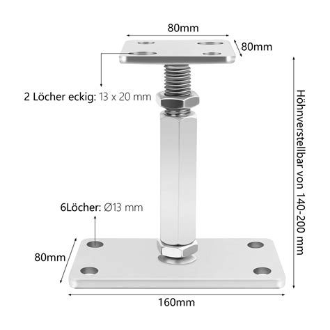 Pfostenträger Stützenfuß Verstellbar Pfostenfuß Höhenverstellbar