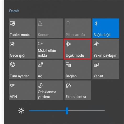 Windows 10 da Uçak Modu Kapatma ve Açma Donanım Plus