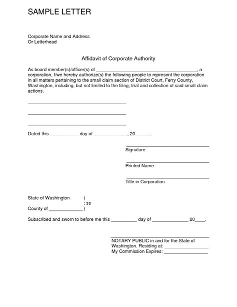 Sample Sworn Affidavit Free Printable Documents