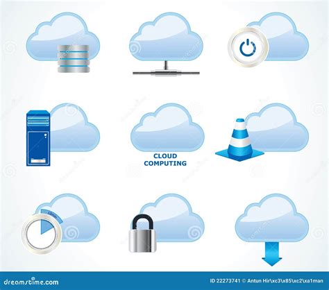 Conjunto Computacional Del Icono De La Nube Ilustraci N Del Vector