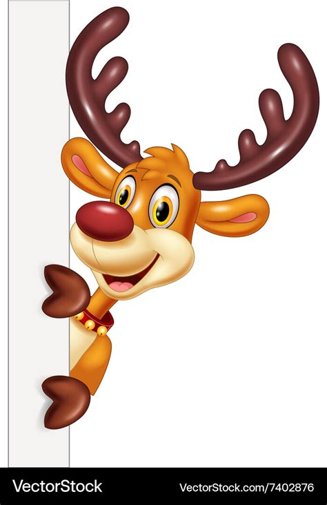 Cartoon funny deer holding blank sign isolated Vector Image