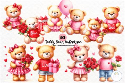 Valentine Cute Teddy Bear Sublimation Graphic By Rainbowtown Creative