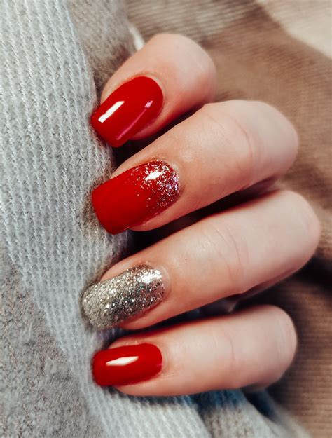 Outstanding Short Red Nail Designs Ideas 2023 Red Nails Glitter Short Red Nails One Glitter