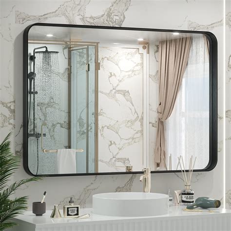 TETOTE 40x30 Inch Black Frame Mirror, Bathroom Vanity Mirror for Wall ...