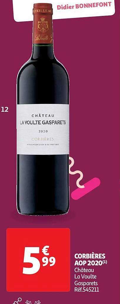 Promo Corbières Aop 2020 Château La Voulte Gasparets chez Auchan