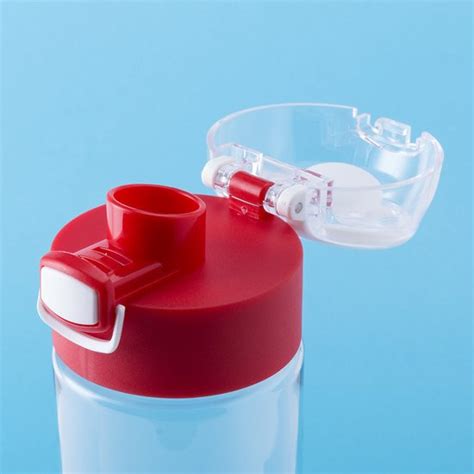 Gourde Bidon En Plastique Transparent Avec Bouchon Vis Rouge Et Anse